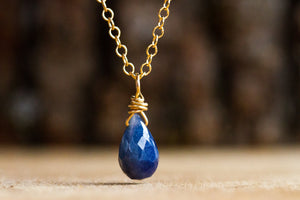 Dainty Sapphire Drop Necklace