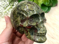 Large Dragon Blood Jasper Skull Carving 86mm AET