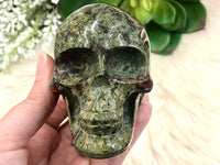 Large Dragon Blood Jasper Skull Carving 86mm AET