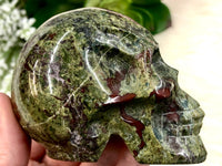 Large Dragon Blood Jasper Skull Carving 86mm AET