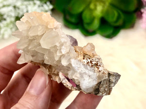 Natural Fluorite and Calcite Cluster 60mm AGW - Crystal Healing - Chakra Cleansing & Balancing