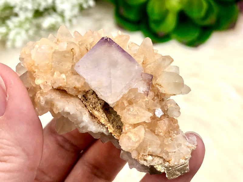 Natural Fluorite and Calcite Cluster 60mm AGW - Crystal Healing - Chakra Cleansing & Balancing