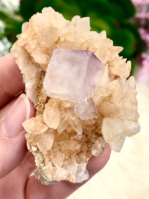 Natural Fluorite and Calcite Cluster 60mm AGW - Crystal Healing - Chakra Cleansing & Balancing