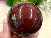 Dragon Blood Jasper Sphere 57mm ALQ - Grounding Stone - Crystal Grid - Altar Decor