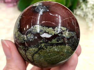 Dragon Blood Jasper Sphere 57mm ALQ - Grounding Stone - Crystal Grid - Altar Decor