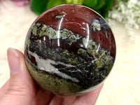 Dragon Blood Jasper Sphere 57mm ALQ - Grounding Stone - Crystal Grid - Altar Decor