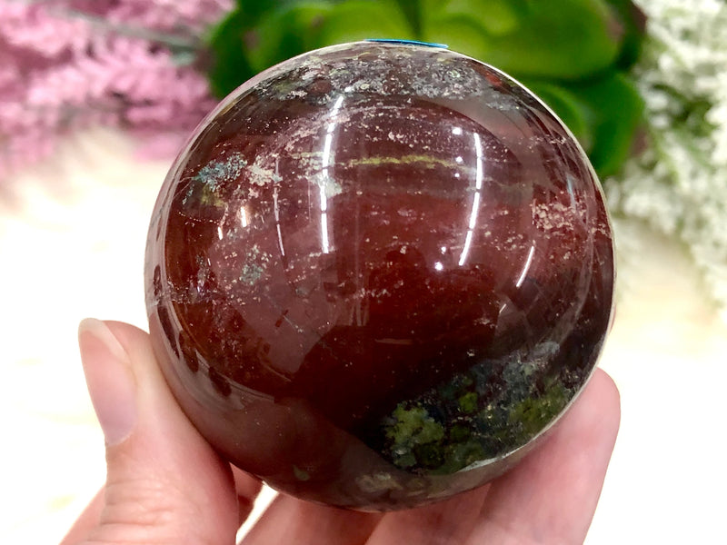 Dragon Blood Jasper Sphere 57mm ALS - Grounding Stone - Crystal Grid - Altar Decor