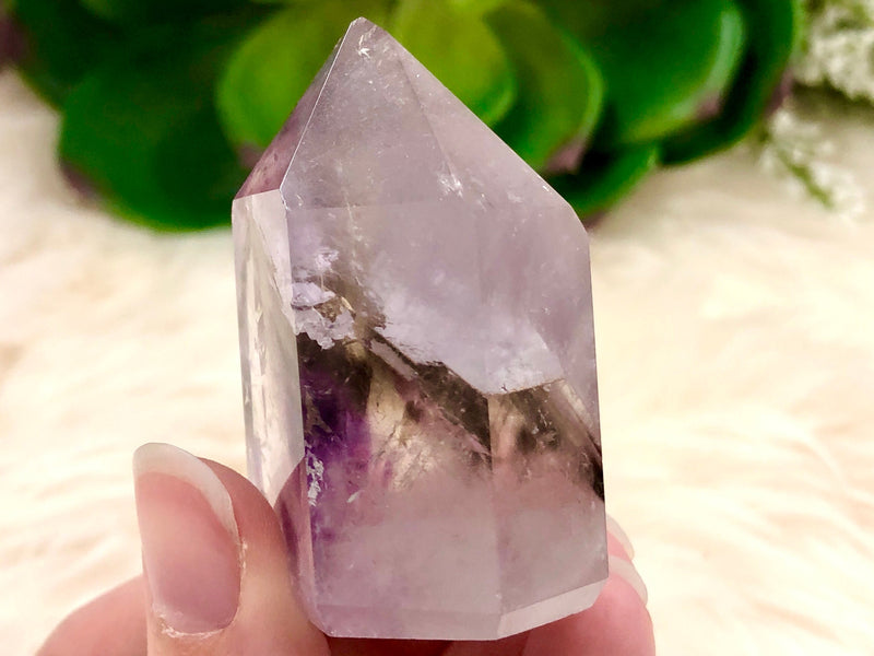 Amethyst Point with Smoky Phantom 52mm AOC  - Protection Stone - Third-Eye and Crown Chakra