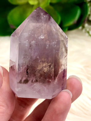 Amethyst Point with Smoky Phantom 52mm AOC  - Protection Stone - Third-Eye and Crown Chakra