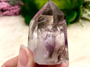 Amethyst Point with Smoky Phantom 50mm AOI - Protection Stone - Third-Eye and Crown Chakra