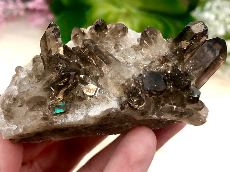 Raw Smoky Quartz Cluster 68mm AQB - Crystal Grid - Altar Decor - Purification Crystal - Intuition - Grounding