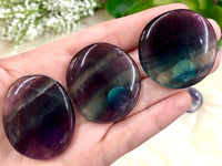 Rainbow Fluorite Flat Worry Stones - Protection Stones - Chakra Cleansing Stone