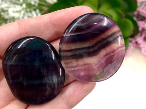 Rainbow Fluorite Flat Worry Stones - Protection Stones - Chakra Cleansing Stone