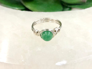 Green Aventurine Wire-Wrapped Ring - Heart Chakra Jewelry