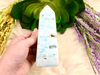 Blue Aragonite Crystal Obelisk 126mm LH -  Throat & Heart Chakra Stone