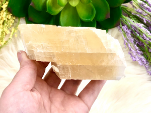 Honey Calcite Raw Freeform 98mm LR - Solar Plexus Chakra Stone