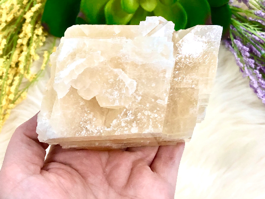 Honey Calcite Raw Freeform 98mm LR - Solar Plexus Chakra Stone