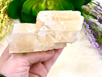 Honey Calcite Raw Freeform 98mm LR - Solar Plexus Chakra Stone