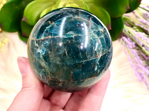 Blue Apatite Sphere 61mm LW - Third Eye & Throat Chakra Healing Crystal