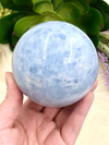 Blue Calcite Sphere 80mm LY - Anxiety Stone - Throat Chakra Stone