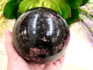 Rhodonite Sphere 90mm MD - Heart Chakra Crystal