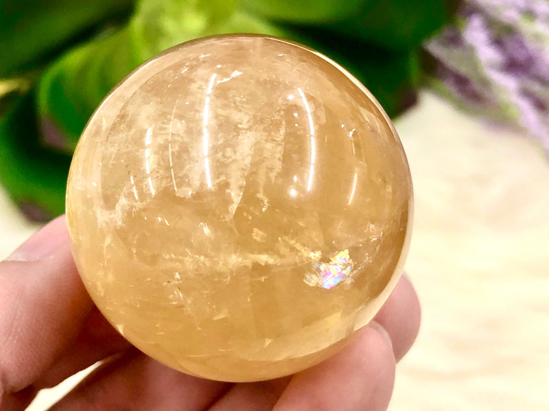 Honey Calcite Sphere 42mm TL - Solar Plexus Chakra Stone