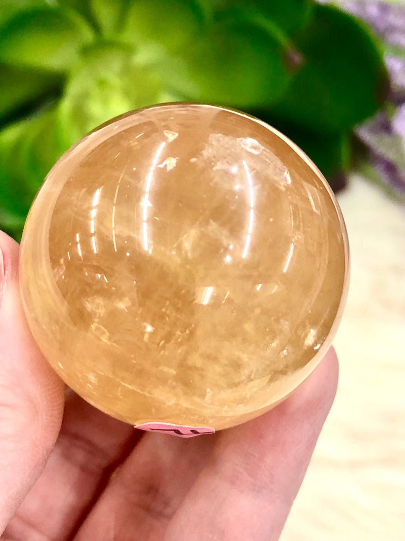 Honey Calcite Sphere 42mm TL - Solar Plexus Chakra Stone