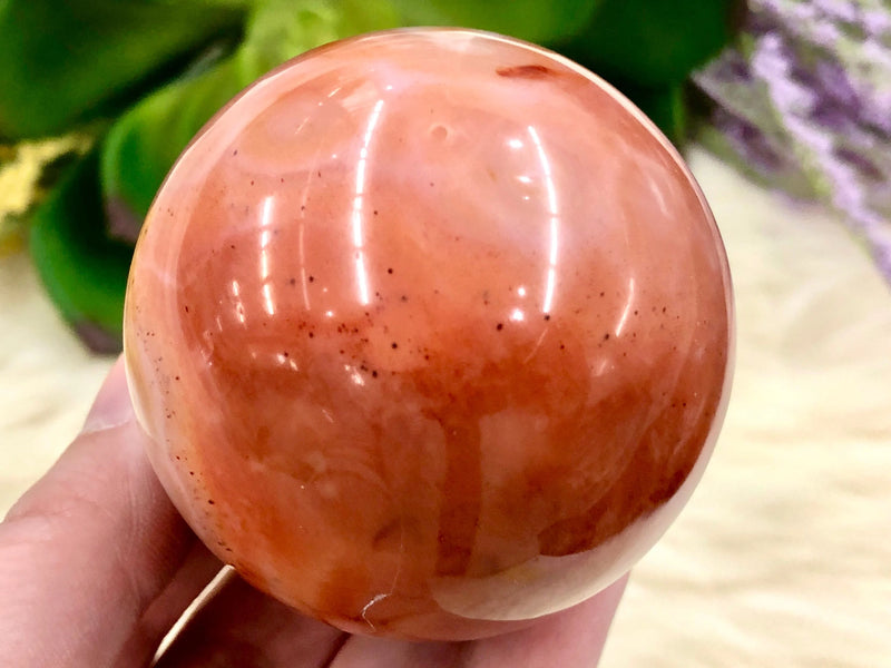 Carnelian Sphere 55mm TM Sacral Chakra & Root Chakra Stone