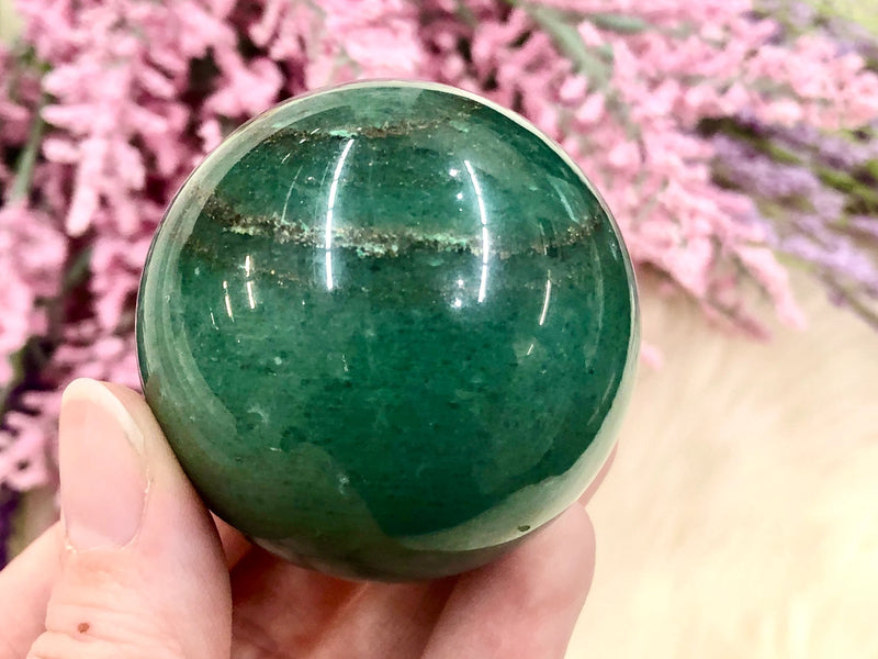 Green Aventurine Sphere 48mm TX - Heart Chakra Stone