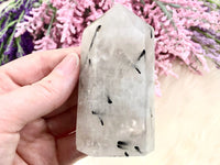 Tourmalinated Quartz Point 77mm TY - Protection Crystal