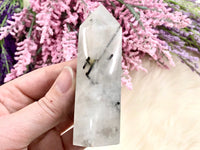 Tourmalinated Quartz Point 77mm TY - Protection Crystal