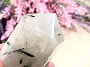 Tourmalinated Quartz Point 77mm TY - Protection Crystal