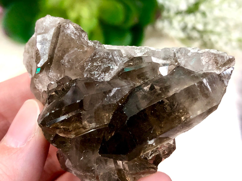 Raw Smoky Quartz Cluster 59mm AQA - Crystal Grid - Altar Decor - Purification Crystal - Intuition - Grounding