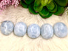 Blue Calcite Palmstones - Anxiety Crystal - Throat Chakra Stone