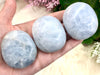 Blue Calcite Palmstones - Anxiety Crystal - Throat Chakra Stone