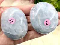 Blue Calcite Palmstones - Anxiety Crystal - Throat Chakra Stone