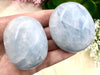 Blue Calcite Palmstones - Anxiety Crystal - Throat Chakra Stone