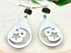 Raw Black Tourmaline and Stainless Steel Moon Earrings - October Birthstone