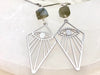 Raw Labradorite and Stainless Steel Crystal Earrings