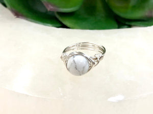Howlite Wire-Wrapped Ring - Crown Chakra Jewelry