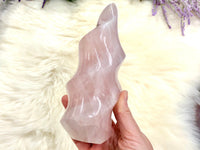 Rose Quartz Crystal Flame 153mm BU - Heart Chakra Stone