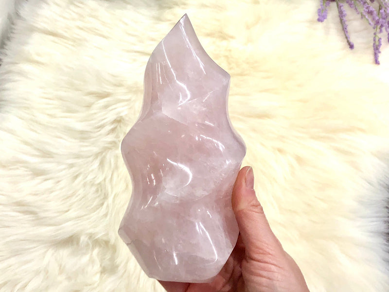 Rose Quartz Crystal Flame 153mm BU - Heart Chakra Stone