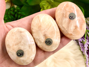 Stilbite Palm Stones - Heart Chakra stone - Third Eye Chakra stone - Crown Chakra stone