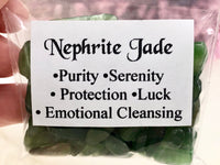 Nephrite Jade Gem Chips - Heart Chakra Stone - Loose Crystals - Spell Jar - Intention Tools