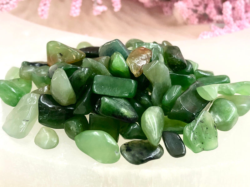 Nephrite Jade Gem Chips - Heart Chakra Stone - Loose Crystals - Spell Jar - Intention Tools