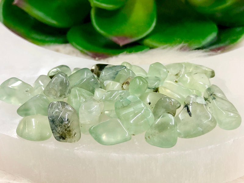 Prehnite Gem Chips - Heart & Solar Plexus Chakra Stone - Loose Crystals - Spell Jar - Intention Tools