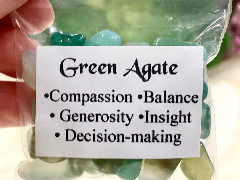 Green Agate Gem Chips - Heart Chakra Stone - Loose Crystals - Spell Jar - Intention Tools