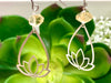 Raw Citrine & Stainless Steel Lotus Earrings - November Birthstone