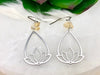 Raw Citrine & Stainless Steel Lotus Earrings - November Birthstone