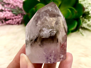Amethyst Point with Smoky Phantom 58mm AOU  - Protection Stone - Third-Eye and Crown Chakra